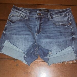 Judy Blue Classic Blue Jean Shorts with Distressed Finish
